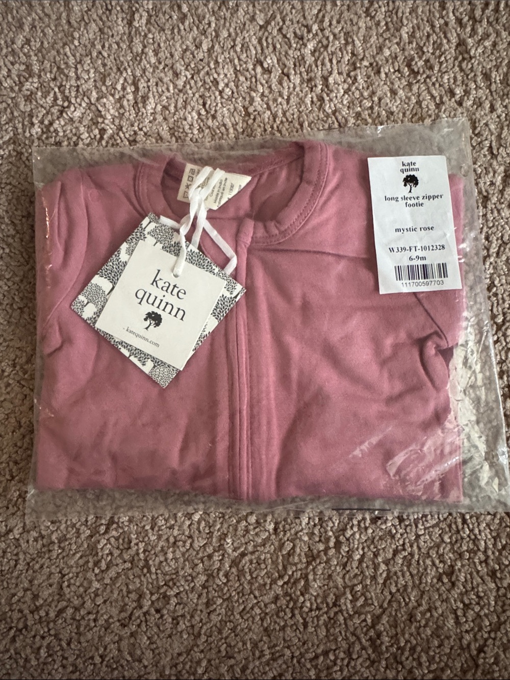 kate quinn Pink Long Sleeve Zipper Footie